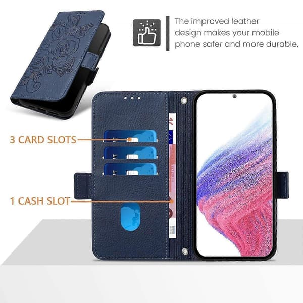 RFID-läderfodral för TCL 505 Dark Blue