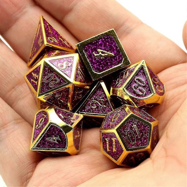 7 st metalltärningar, tungt set med polyedertärningar i solid zinklegering för Dungeons and Dragon brädspel grön