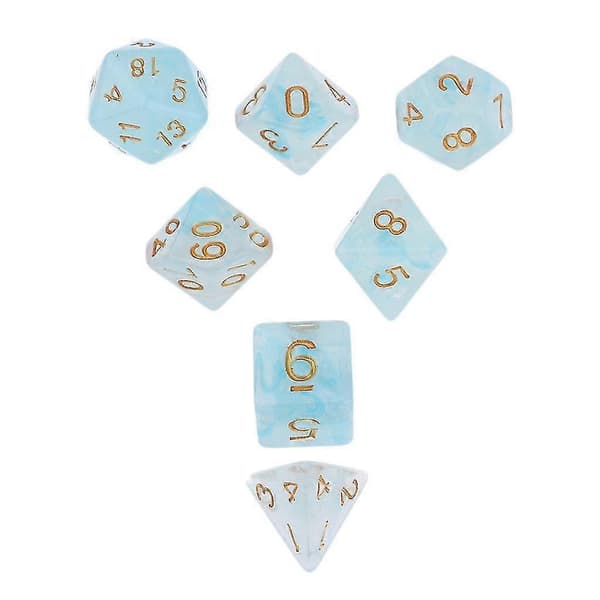 3x sæt med 7 akryl terninger polyhedral til D&D brætspil fest lyseblå
