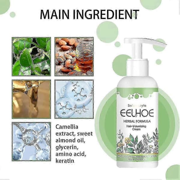 1-3 st Eelhoe Herbal Formula Hårvolymkräm, Hårutjämnande Volymkräm, Förstärker Lockar och Minskar Friss 2PCS