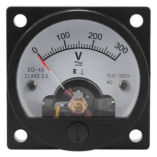 AC 0-300V Rund Analog Skive Panel Meter Voltmeter Måler Sort