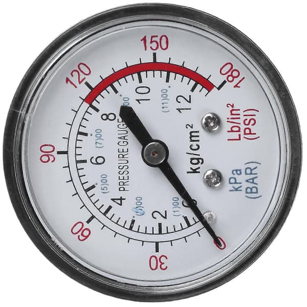 Rund 0-180 13mm 1/4bsp Diameter Urkomparator Luftmanometer, Sort