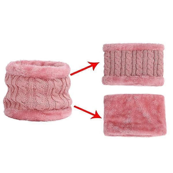 Barsinfi Ullmössa för småbarn Vinter Twist Dubbel Pom Pom Stickade Mössor Rosa