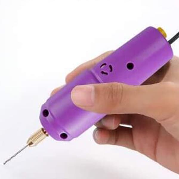 Mini liten elektrisk drill - Bærbar mini liten USB-drill håndholdt mikro-USB-drill med 3 bits og L-pin for DC 5V