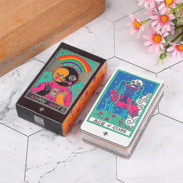 1 set Rainbow Tarot engelsk version guide spådomskortspel brädspel