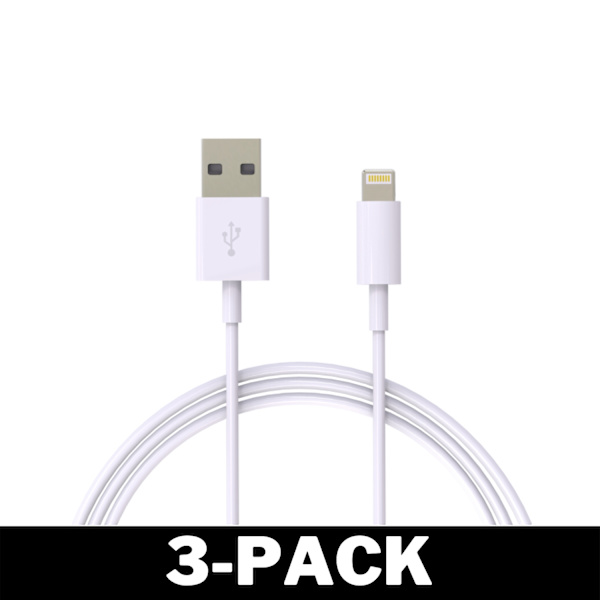 1M Lightning Hurtiglader Kabel Til iPhone Hvit iOS15 32 2-Pack