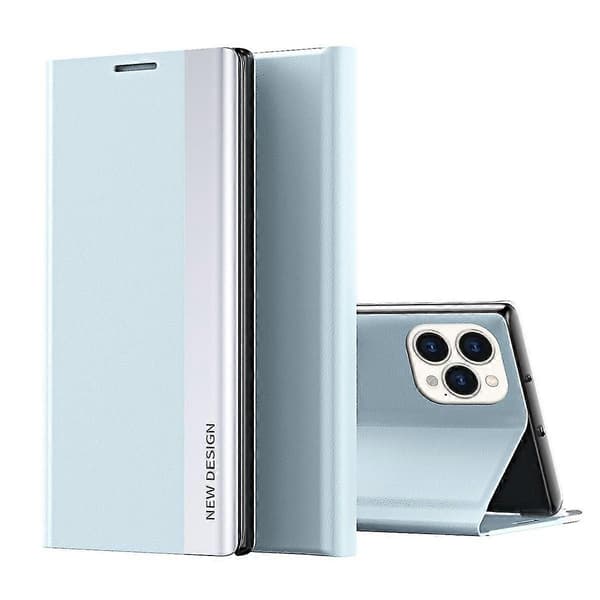 Sideelektrobelagt skinnveske til iPhone 15 Pro Light Blue