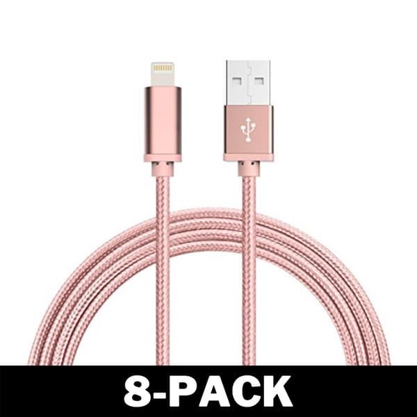 1M Kabel iPhone Oplader Nylon Quick Charge Rosaguld 32 2-Pack