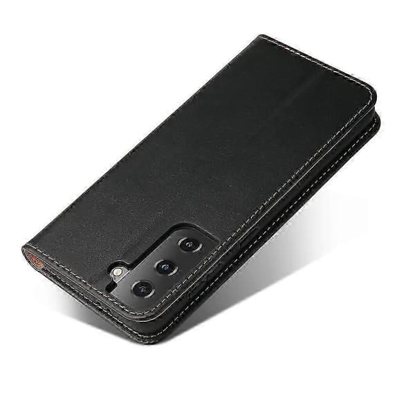 PU Ekte Lær Etui til Samsung Galaxy S21+ 5G Black