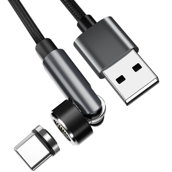 Magnetisk USB-C ladekabel 3A Hurtiglading 2 m Black