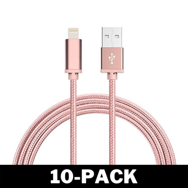 1M Kaapeli iPhone Laturi Nylon Quick Charge Ruusukulta 32 2-Pack
