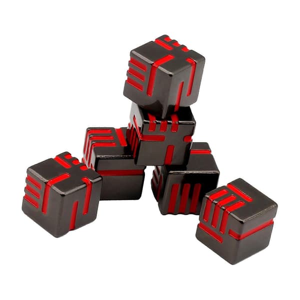 Set med 6 polyedriska tärningar i metall, drickspel, hållbart, intressant rollspel, unik design, unika tärningsbrädspelskit red