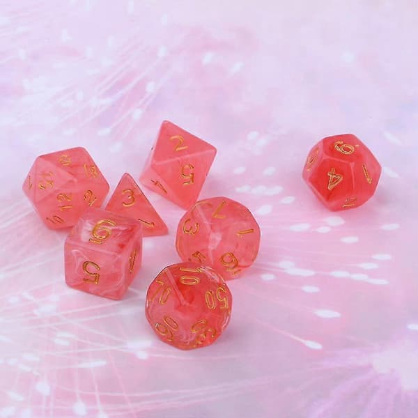 2x förpackning akryl flersidiga tärningar polyhedral D&d Trpg brädspel fest röd