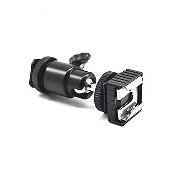 360 graders kulehode roterbar mini blitsskoadapter med kaldskoadapter for DSLR-kamerastativ 1/4 (FMY)
