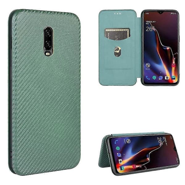 Karbonfiber Leather Case for OnePlus 6T Green