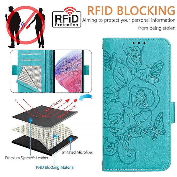 RFID-läderfodral för TCL 505 Light Blue