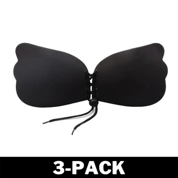 Usynlig Selvklebende BH - Push-Up - Svart - D Cup 144 3-Pack