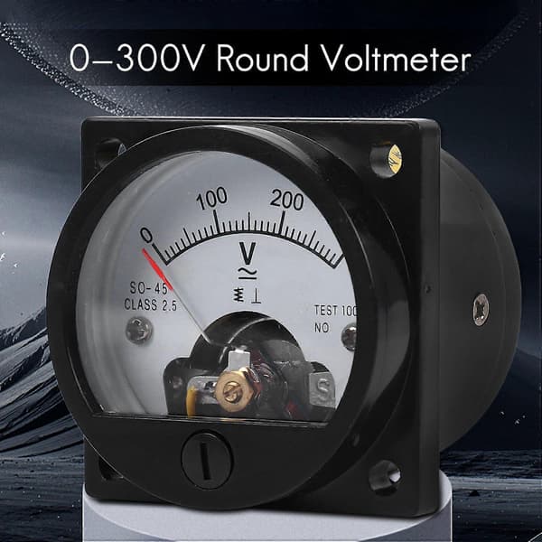 AC 0-300V Rund Analog Skive Panel Meter Voltmeter Måler Sort