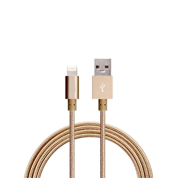 1M Kaapeli iPhone Laturi Nylon Quick Charge Kulta 16 1-Pack