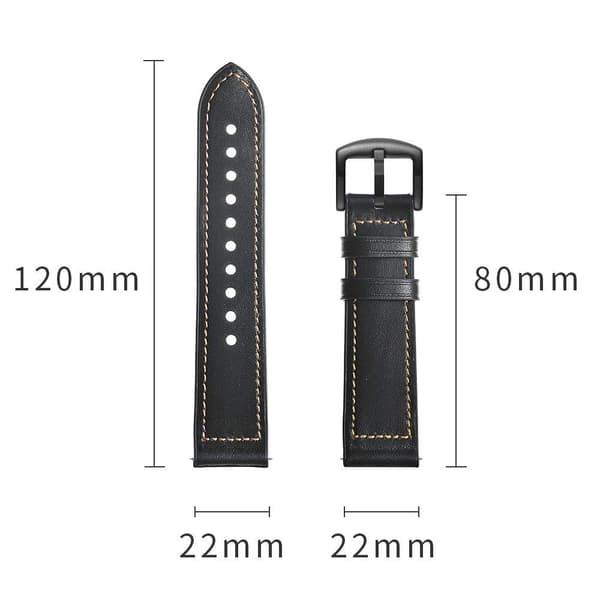 Armbånd Samsung Gear S3 Classic, Frontier, Galaxy Watch 22 mm Læder Sort