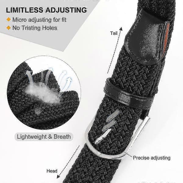 Flätat Canvas Stretchbälte Elastiskt Casualbälte För Män Kvinnor Black 90cm(35.5Inch)