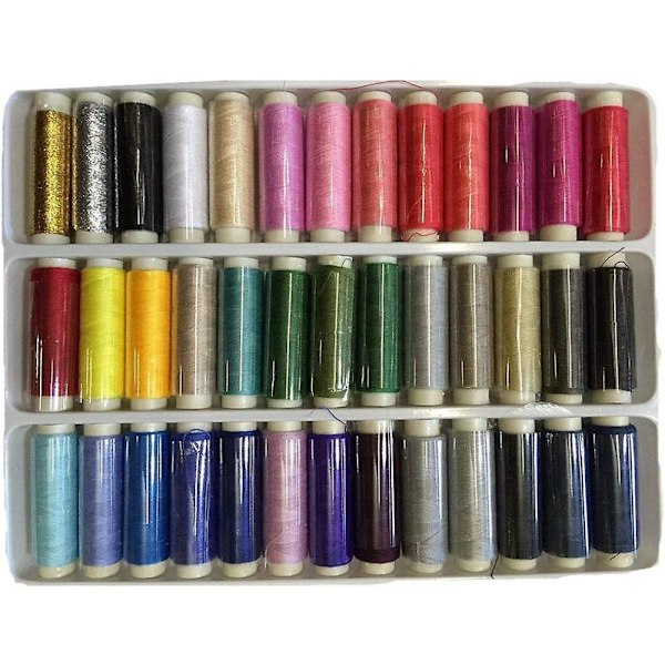 39 Farvede Polyester Sytrådsruller, 200 Yard per Rulle