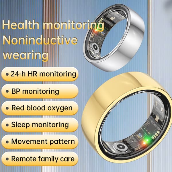 Smart Ring R1000 – Søvnmonitor, Bluetooth 5.0, Blodiltmåler Sølv Silver 10
