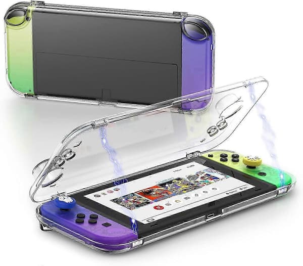 Läpinäkyvä pölytiivis suojakotelo Switch/Switch OLED -konsolille magneettisulkimella Switch OLED
