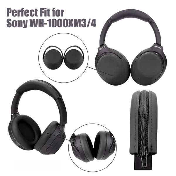 Øreputer, deksler og pute til hodebånd for Sony WH-1000XM3/4 Black