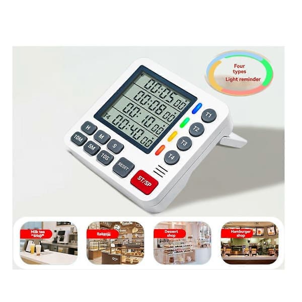 4-kanals timer LCD-display timer for matlaging (FMY) White