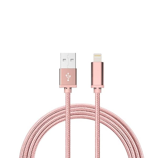 1M Kaapeli iPhone Laturi Nylon Quick Charge Ruusukulta 32 2-Pack