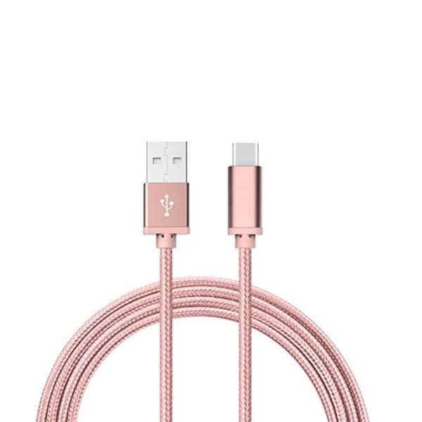 1M USB til USB-C Kabel Nylon Hurtiglading Roségull 32 2-Pack
