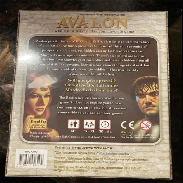 Avalon brætspilskort, velegnet til sammenkomster, julefester, venner, drikkeunderholdning, brætspil