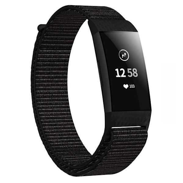Fitbit Charge 3/4 ranneke nylon Musta