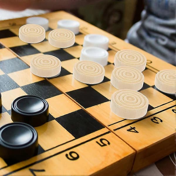 24 kpl puisia backgammon-shakkinappuloita, tamminappuloita, lautapelin lisävaruste