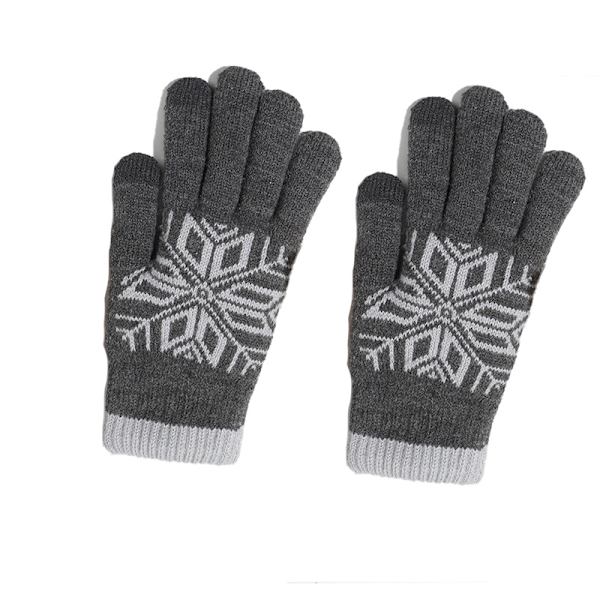 Stickade handskar - Dubbelfodrade med ull Grey