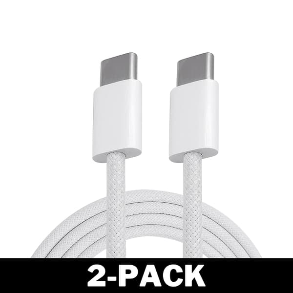 Pikalatauskaapeli USB-C - USB-C Nylonpunottu Valkoinen 1M 48 3-Pack