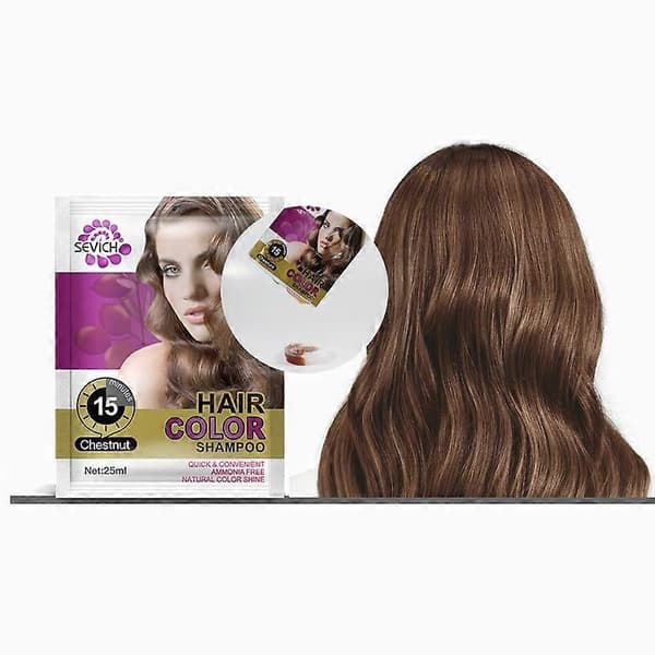 5 STK/parti øjeblikkelig sort hårshampoo hårfarvecreme gør grå og hvid 5pcs chestnut