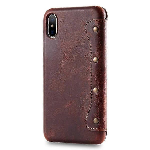 Nahkakotelo iPhone X / XS -puhelimelle Brown