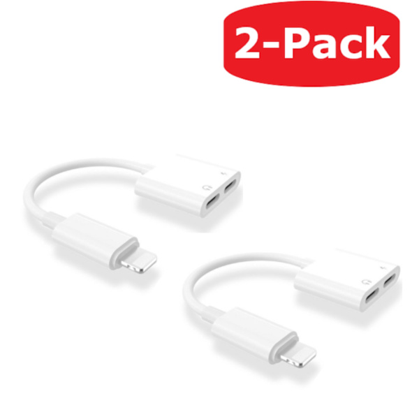 2-pakning Lightning Splitter til iPhone 2-i-1 Kabel Adapter Hvit 32