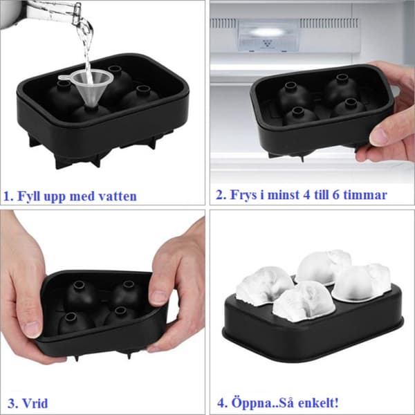 Is/Chokolade/Geléform 3D Dødningehoved til Whiskey 384 8-Pack