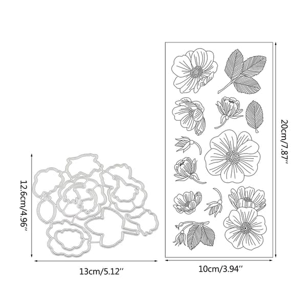Blommor Löv Clear Stamp Die Cuts Combo Dekorativ Präglingsform Stencil