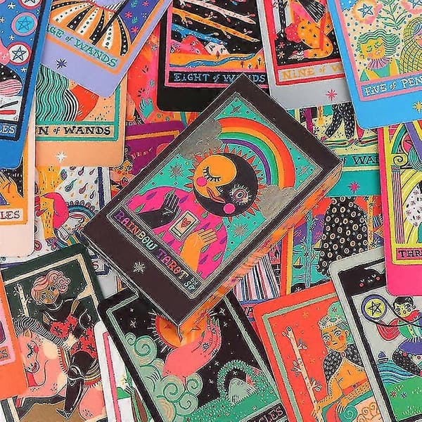 1 set Rainbow Tarot engelsk version guide spådomskortspel brädspel