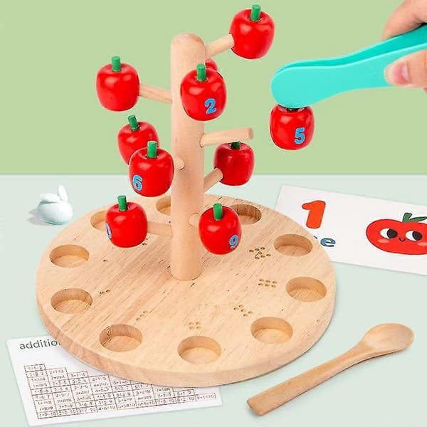 Trä Äppelträd Matematik Plockspel Kognitiva Leksaker Subtraktion Beräkning