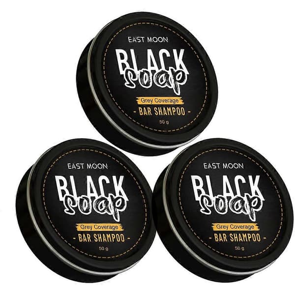 3 stk. Mænds grå dækning Bar Shampoo Hårfarvning Sort Sæbe til gråt hår dækning~A