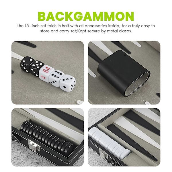 Backgammon sæt - Klassisk 14,75 tommer backgammon sæt til voksne brætspil til antikke backgammon sæt