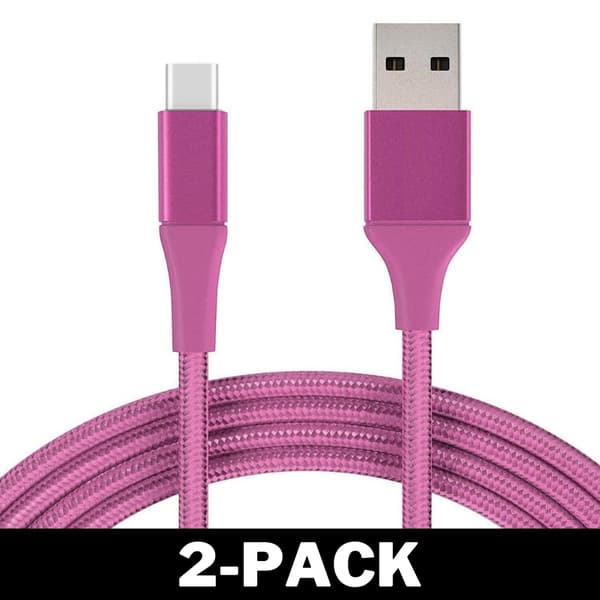 3M USB - USB-C -kaapeli Nylon Quick Charge Pinkki 144 3-Pack