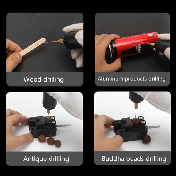 Mini liten elektrisk drill - Bærbar mini liten USB-drill håndholdt mikro-USB-drill med 3 bits og L-pin for DC 5V