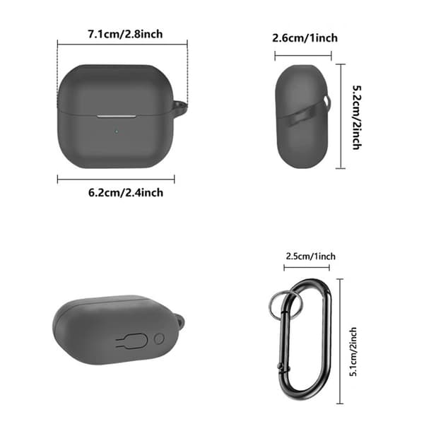 Skyddande silikonfodral för Samsung Galaxy Buds3/Buds3 Pro med karbinhake Grey