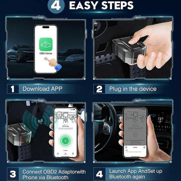 OBD2 Skanner Leser Bluetooth Trådløst Auto Diagnostisk Skanningsverktøy kompatibelt med iOS & Android, Tilbud